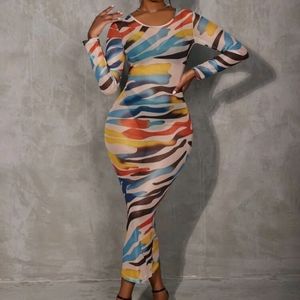 Sheer mesh multicolored coverup dress